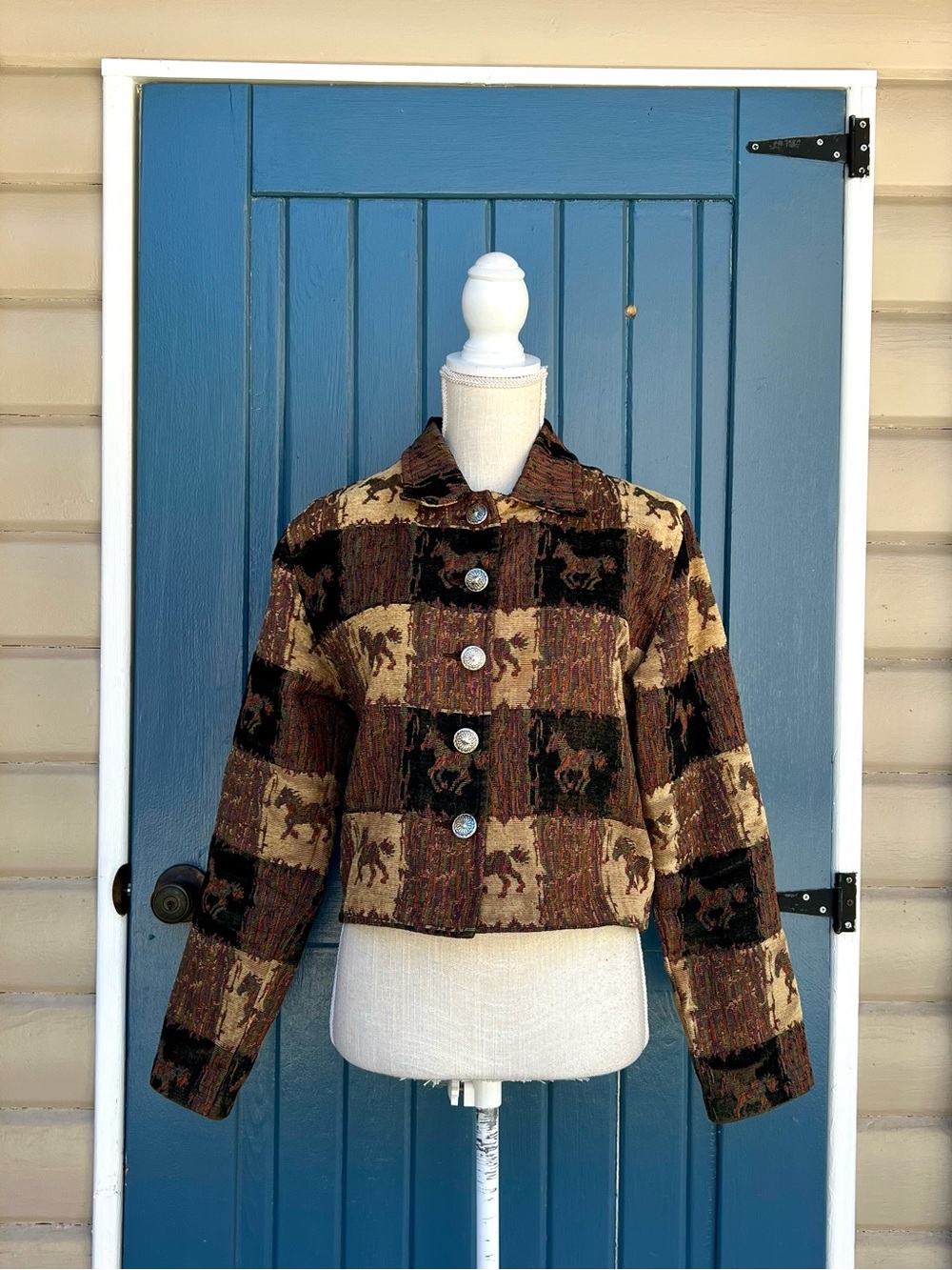 Vintage Southwest Canyon Horse Tapestry Jacket - Size Medium